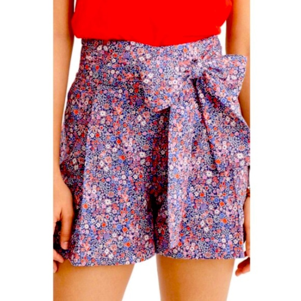 J. Crew Floral High-waist Self-tie Shorts Size 14